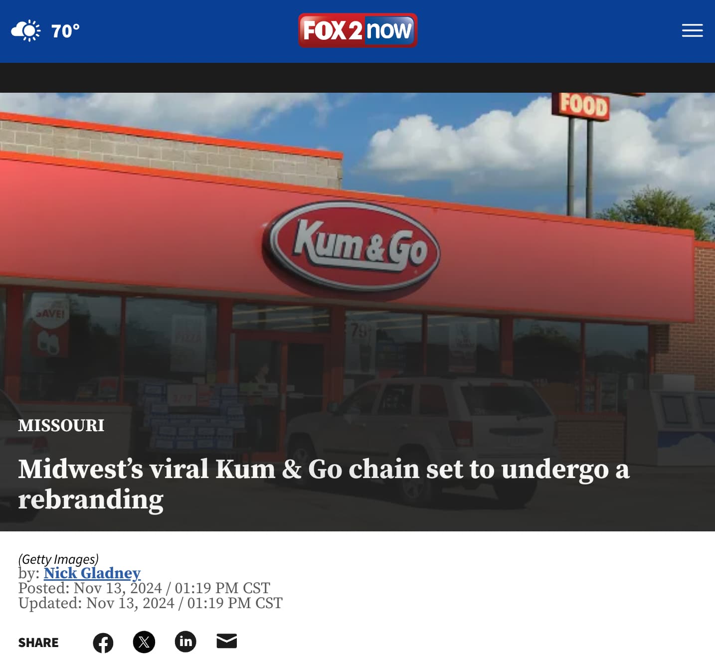 display advertising - Fox 2 now 70 Food Save! Kum & Go Missouri Midwest's viral Kum & Go chain set to undergo a rebranding Getty Images by Nick Gladney Posted Cst Updated Cst f X in